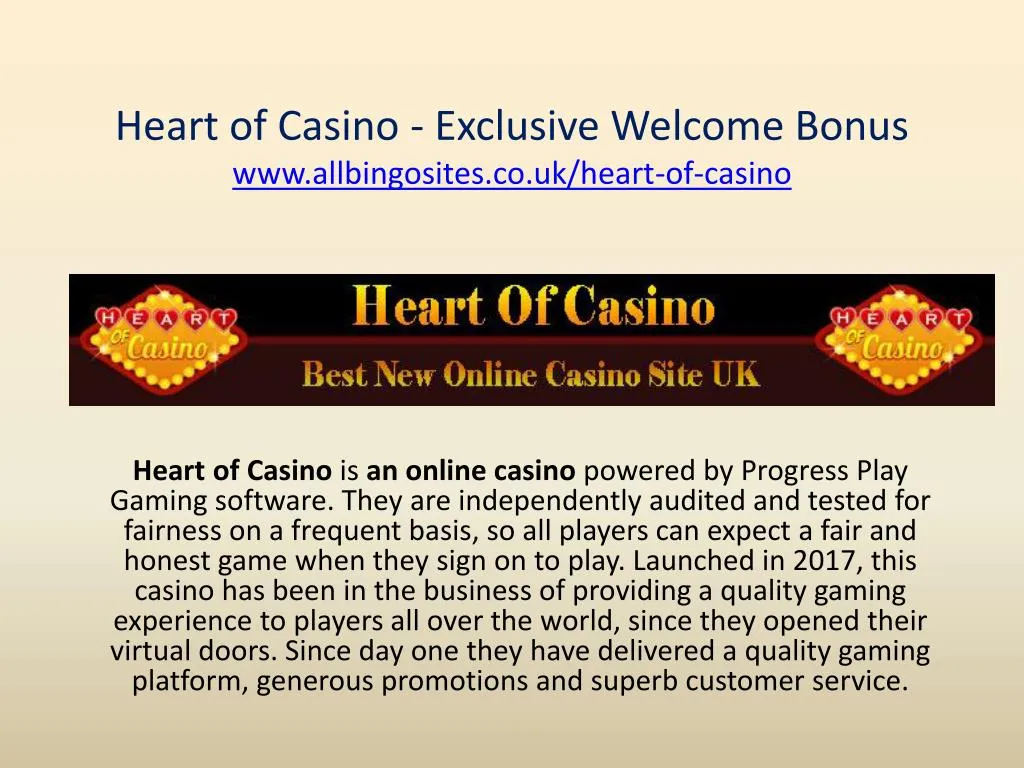 heart of casino exclusive welcome bonus www allbingosites co uk heart of casino