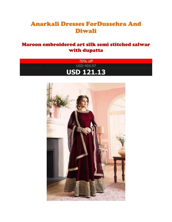 Anarkali Dresses For Dussehra And Diwali