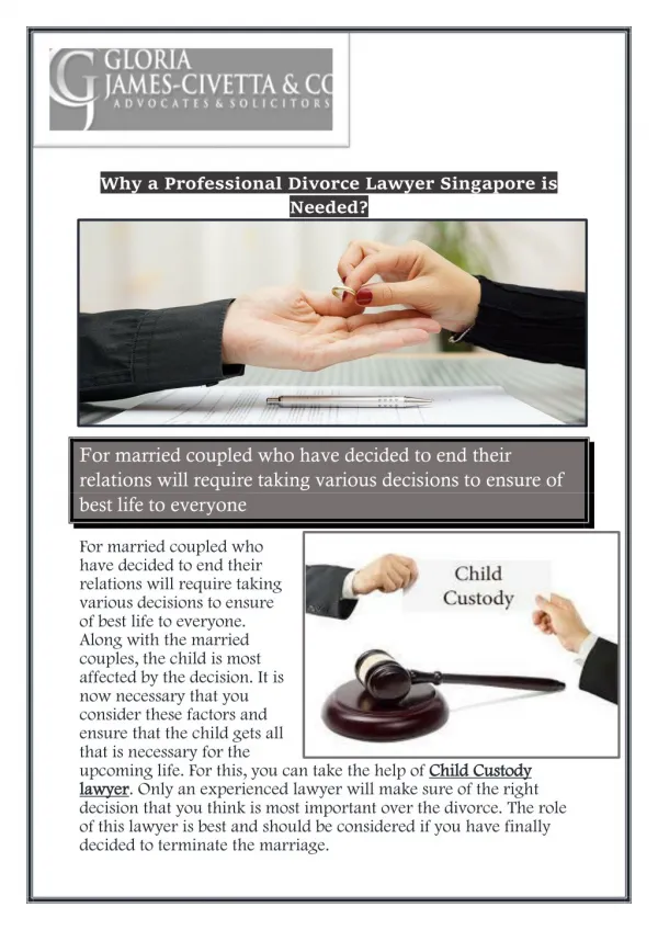 Why a Professional Divorce Lawyer Singapore is Needed?