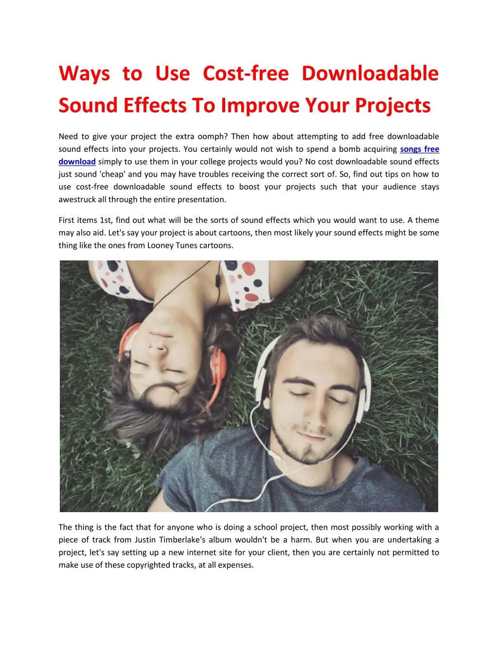 ways to use cost free downloadable sound effects