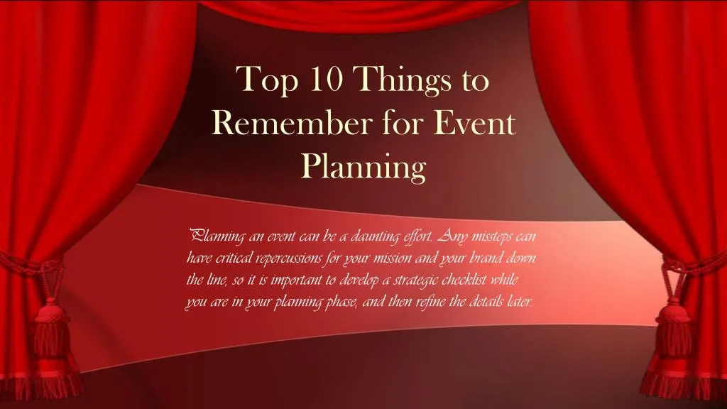 top 10 things to remember for event planning