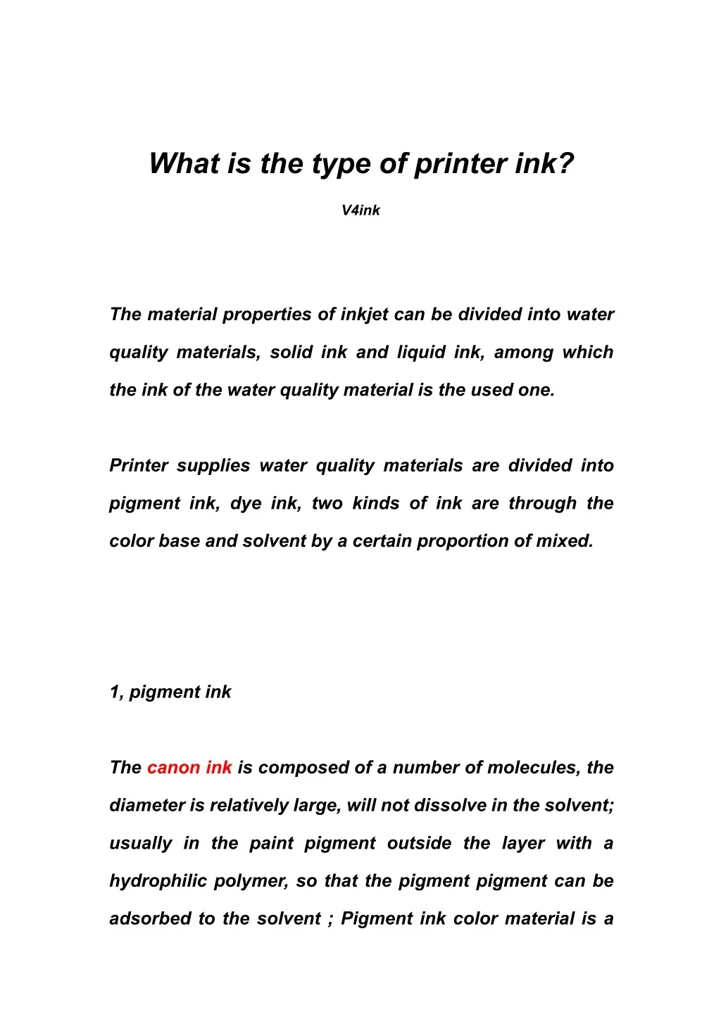 what is the type of printer ink