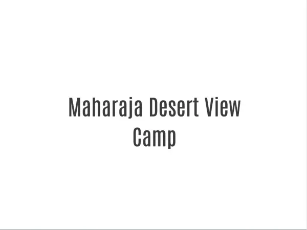 Maharaja Desert View Camp in jaisalmer