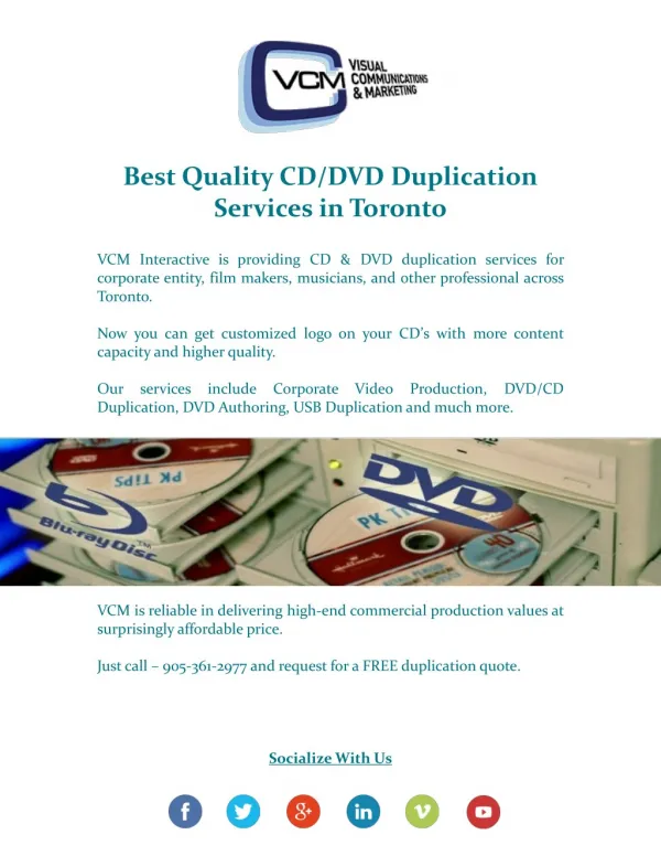 Looking For Best Quality CD/DVD Duplication Across Toronto?