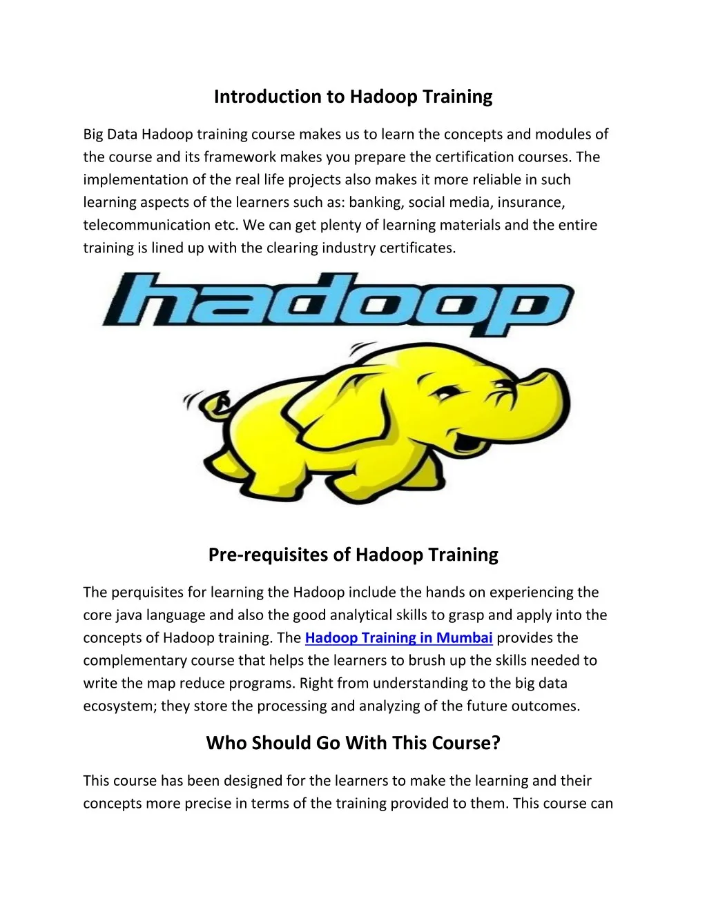 introduction to hadoop training