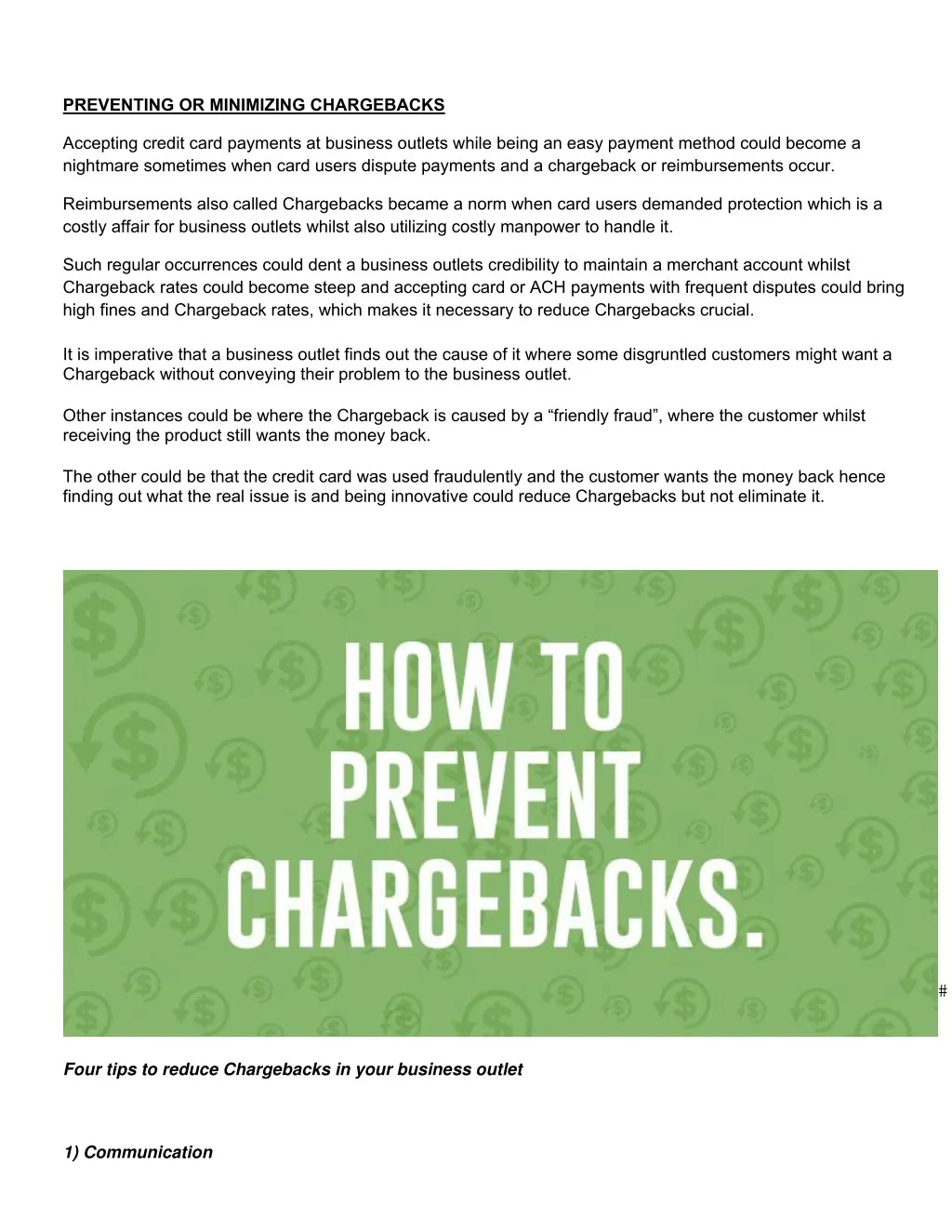 preventing or minimizing chargebacks