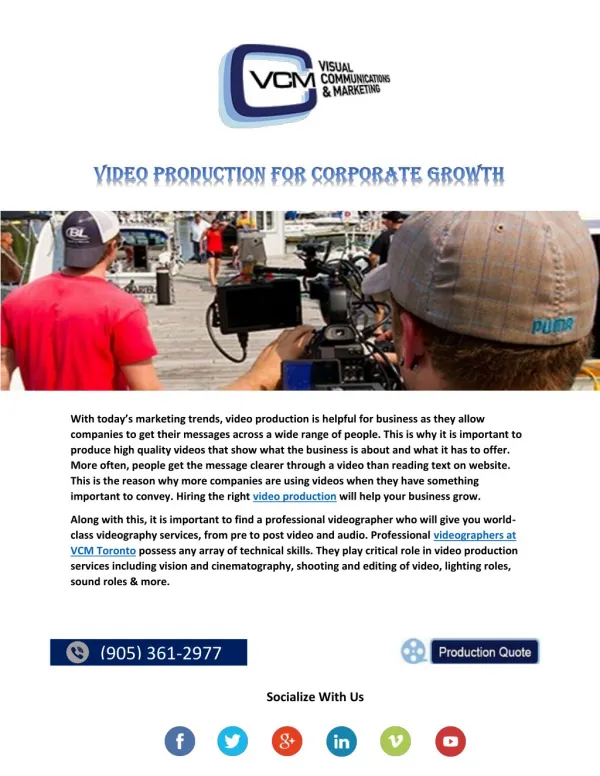 Corporate Growth With Video Production Services in Toronto