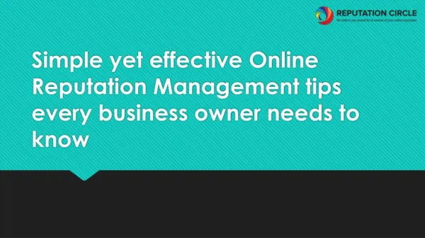 Simple yet effective Online Reputation Management tips every business owner needs to know