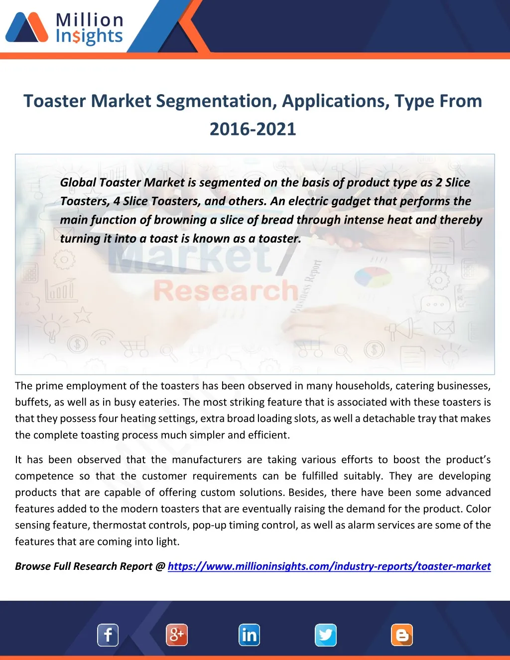 toaster market segmentation applications type