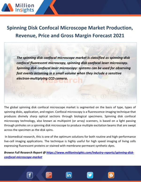 Spinning Disk Confocal Microscope Industry Analysis by Application,Growth Rate, Sales Forecast 2021