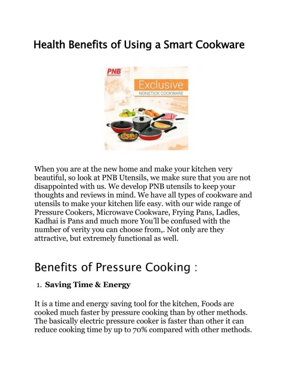 Health Benefits of Using a Smart Cookware