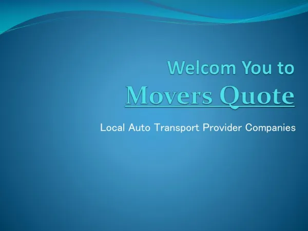 Movers Quote