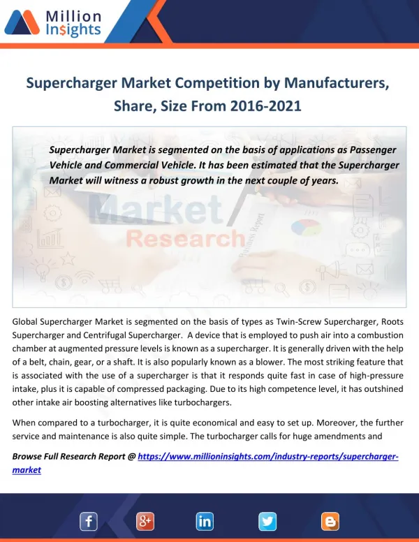 Supercharger Industry Manufacturers Analysis Forecast 2021 By Revenue Margin