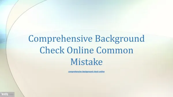 Comprehensive Background Check Online Common Mistake