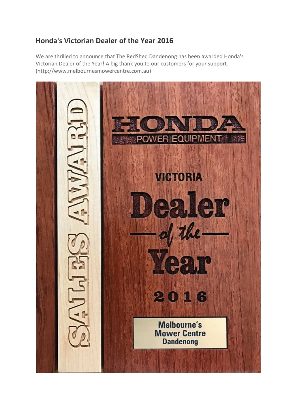 honda s victorian dealer of the year 2016