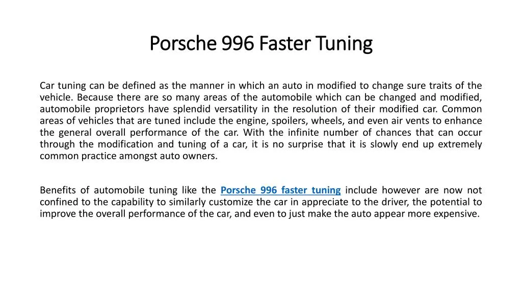 porsche 996 faster t uning