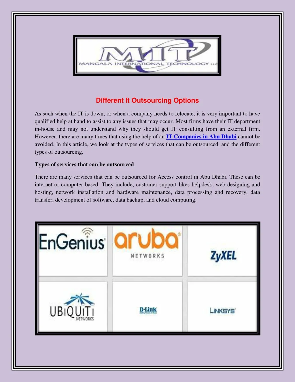 different it outsourcing options