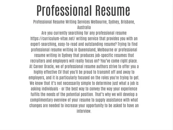 Professional Resume