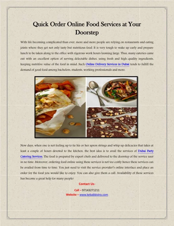Quick Order Online Food Services at Your Doorstep