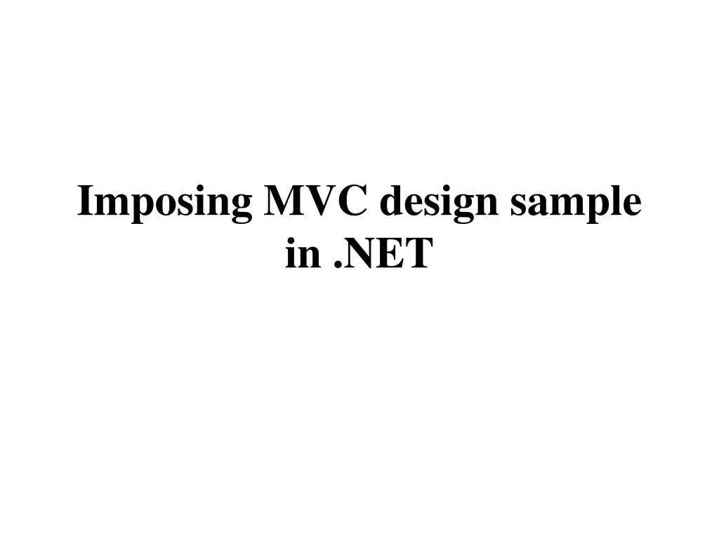 imposing mvc design sample in net