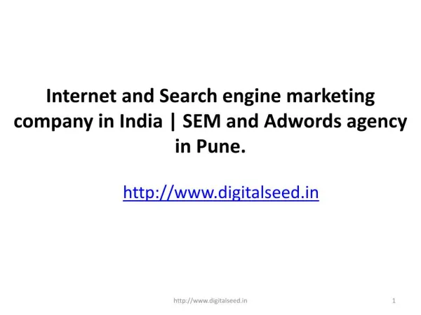 Internet Marketing Company Pune| Search Engine Marketing| Digitalseed India