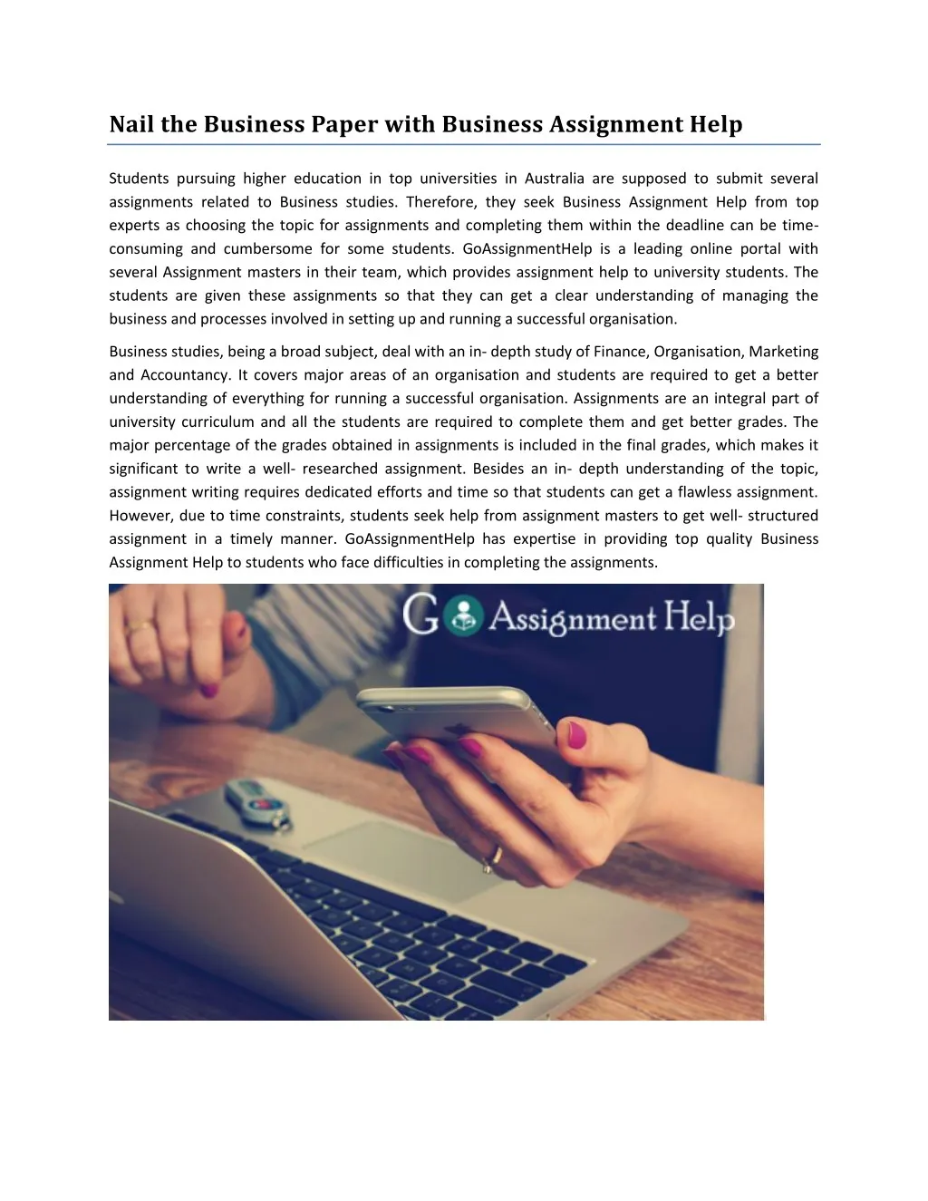 nail the business paper with business assignment