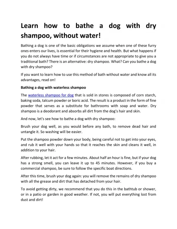 Learn how to bathe a dog with dry shampoo