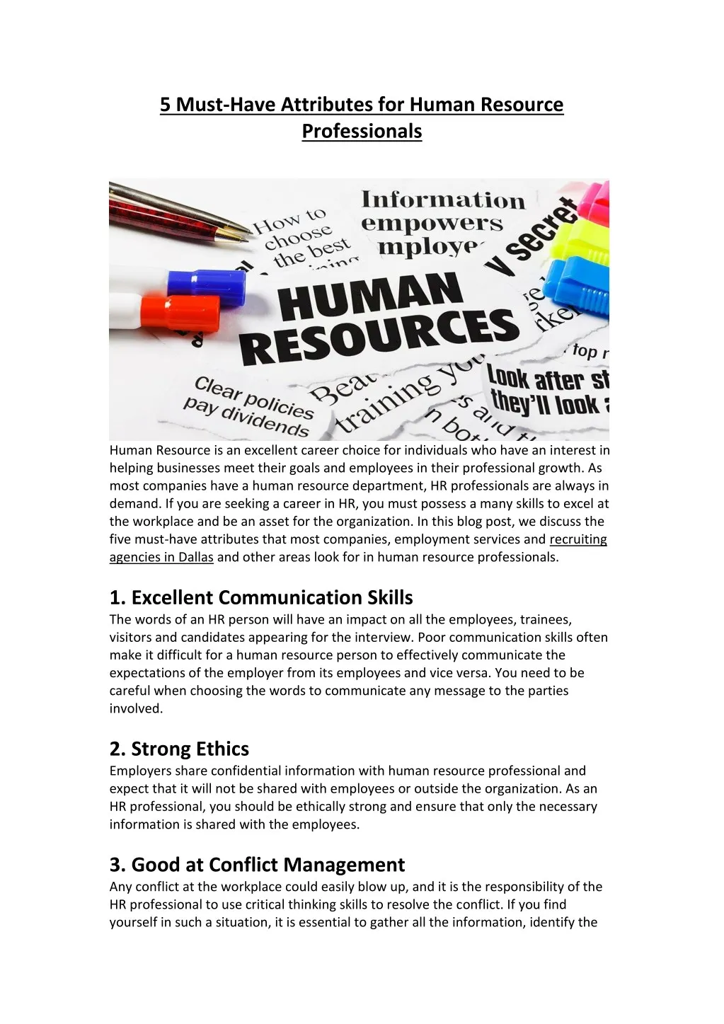 5 must have attributes for human resource