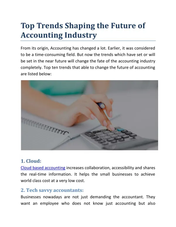 Trends Shaping the Future of Accounting Industry
