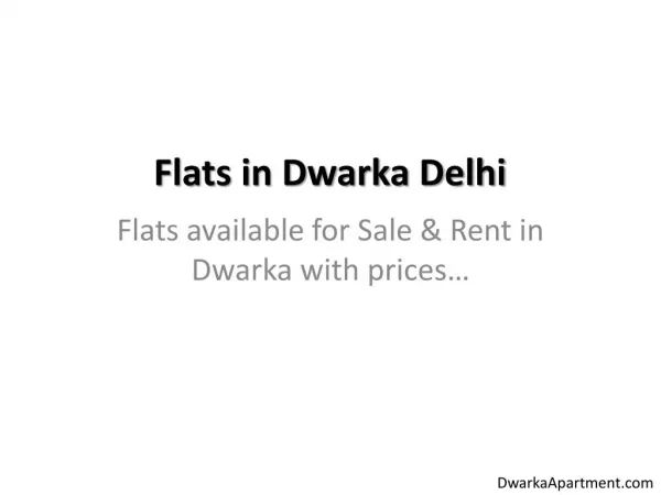 Flats in Dwarka Delhi
