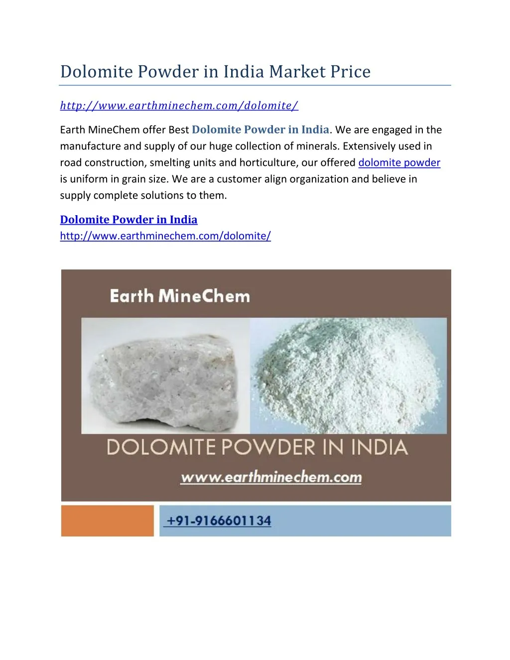 dolomite powder in india market price