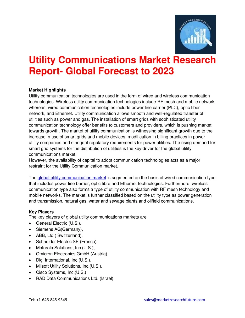 utility communications market research report