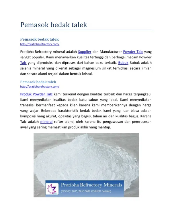 pemasok bedak talek