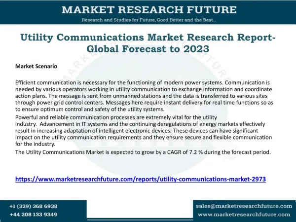 Utility Communications Market Research Report- Global Forecast to 2023