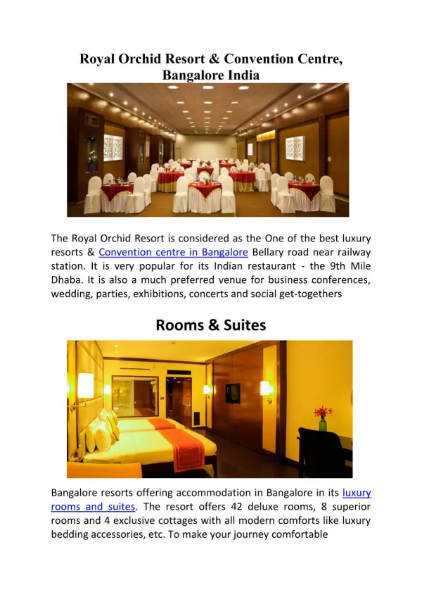 Royal Orchid Resort & Convention Centre Bangalore
