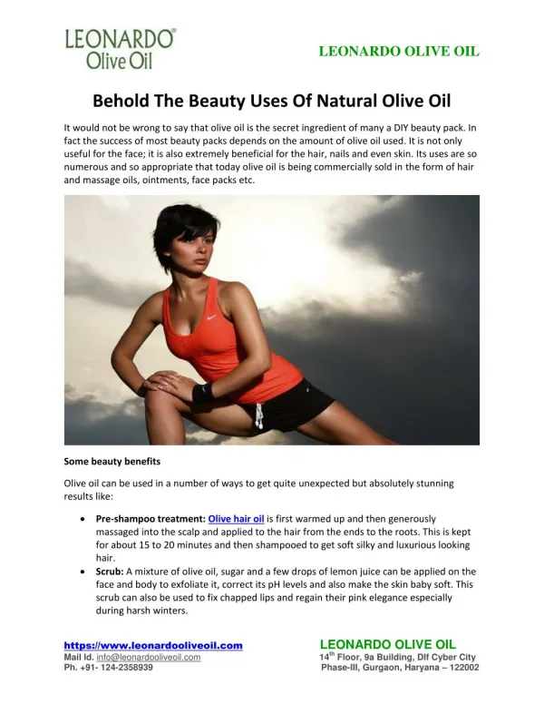 Behold The Beauty Uses Of Natural Olive Oil