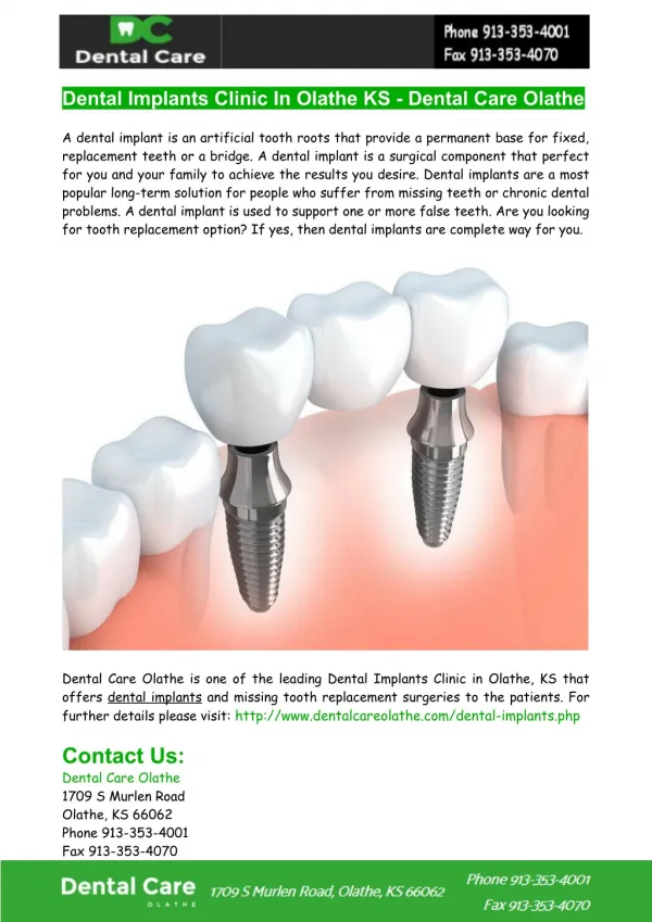 Dental Implants Clinic In Olathe KS - Dental Care Olathe