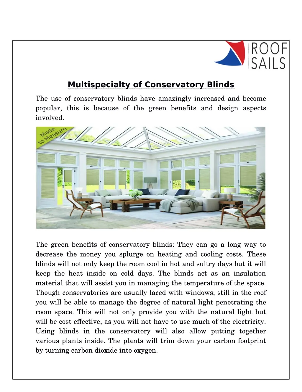 multispecialty of conservatory blinds