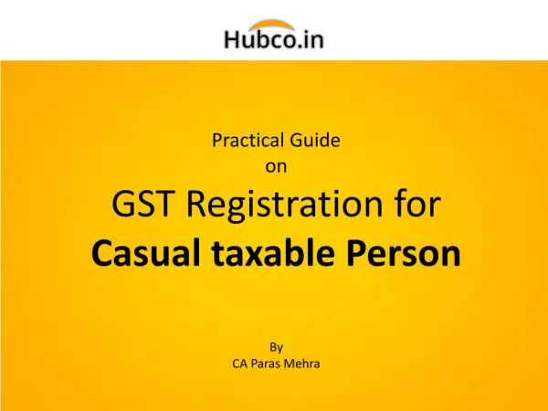 GST Registration for Casual taxable Person