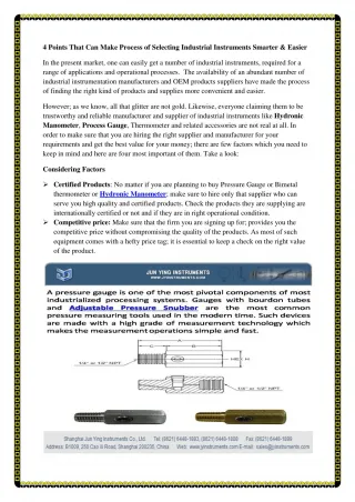 Hydronic Manometer - Shanghai Jun Ying Instruments - slide 1