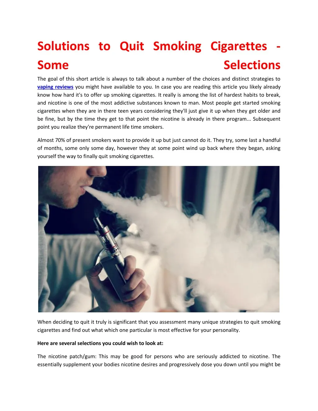 solutions to quit smoking cigarettes some
