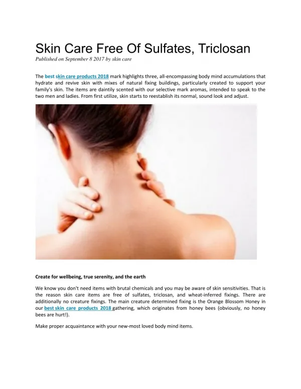 Skin Care Free Of Sulfates, Triclosan