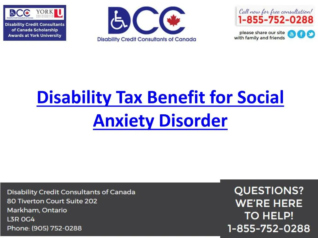 disability tax benefit for social anxiety disorder