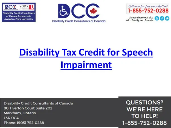 Disability Tax Credit for Speech Impairment