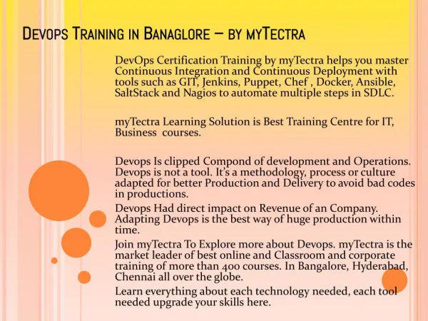 Devops Training in Bangalore by mytectra