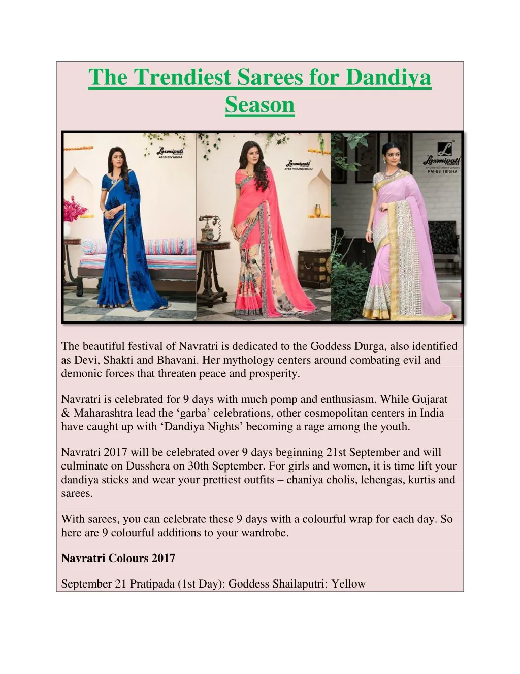 the trendiest sarees for dandiya season