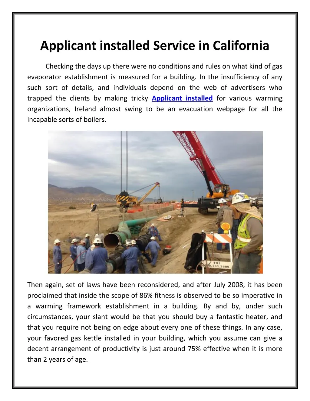 applicant installed service in california