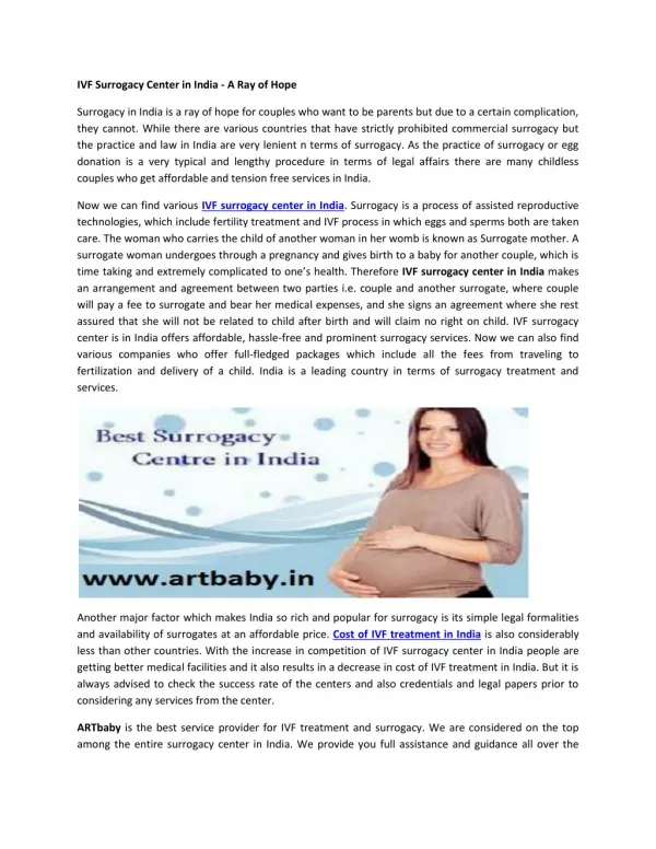 IVF Surrogacy Center in India - A Ray of Hope