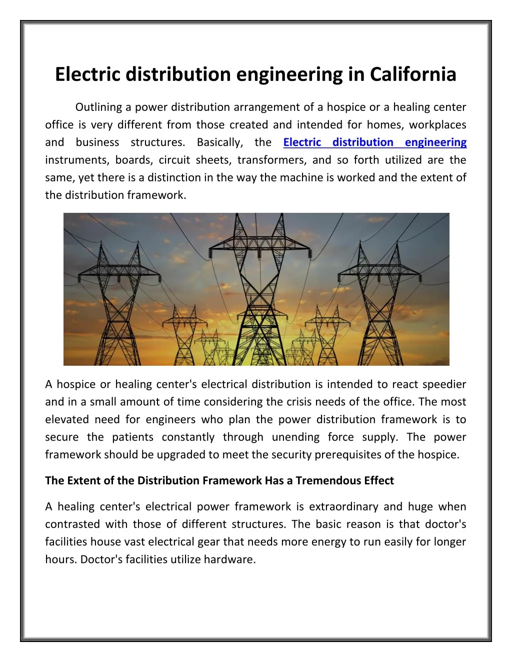 electric distribution engineering in california