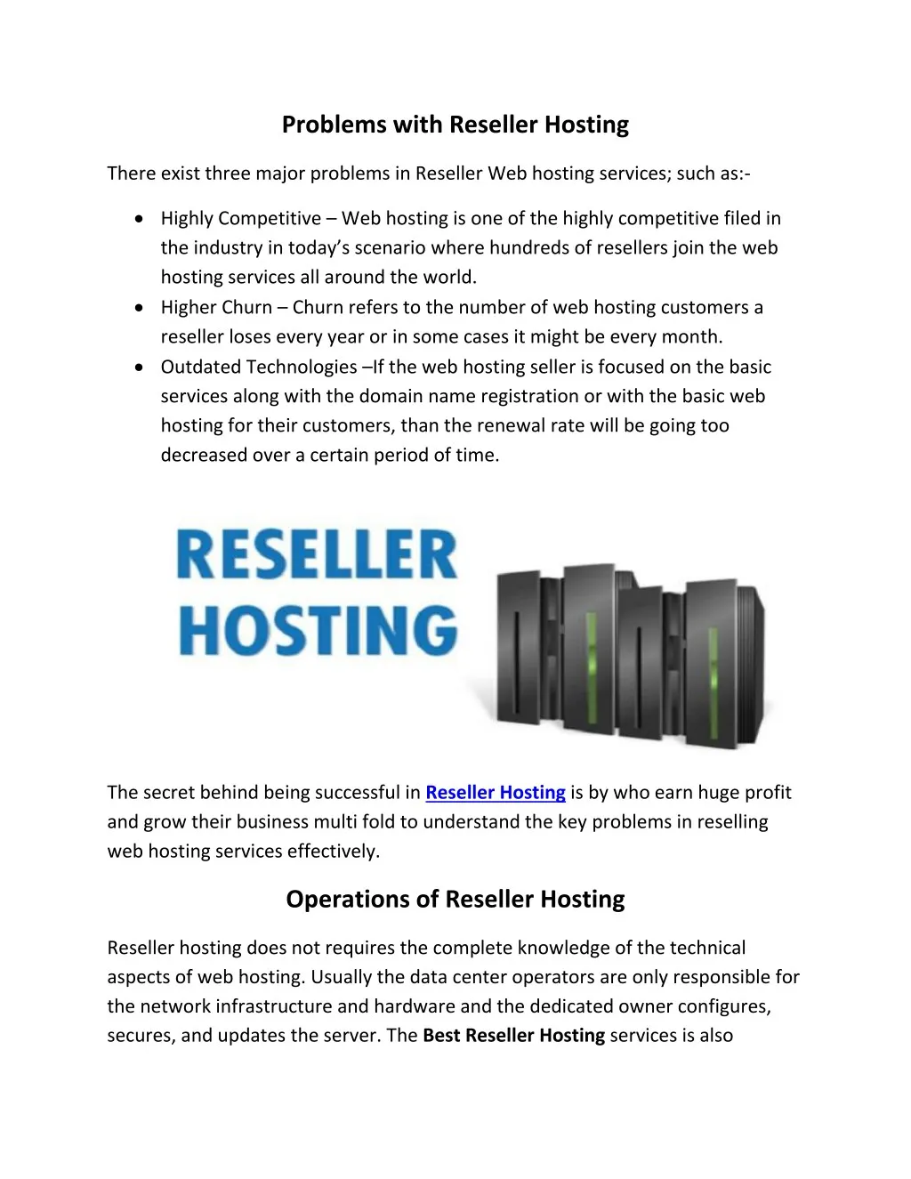 problems with reseller hosting